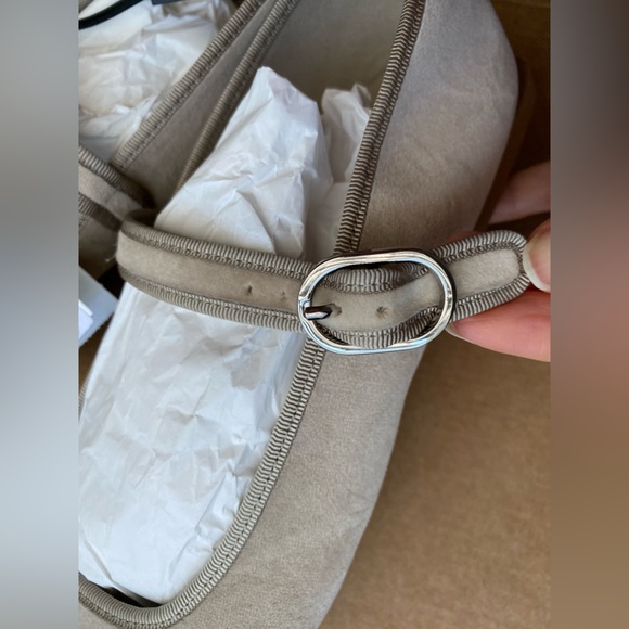 Zara Flat ballet Velvet Mary Jane Shoes Buckled strap comfort Sole Taupe Neutral - Picture 13 of 15